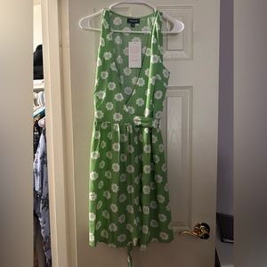ModCloth floral green wrap dress